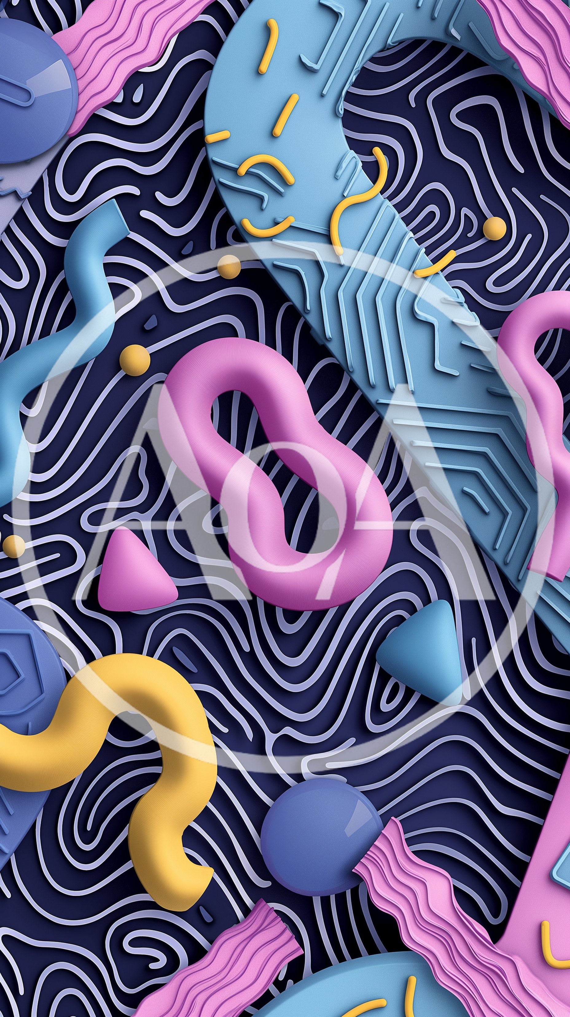 Abstract 3D Memphis Style Geometric Shapes Background