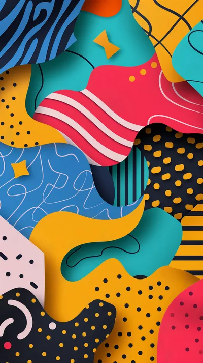 Abstract Memphis Style Geometric Pattern Background