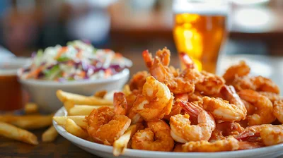 Fried Shrimp Platter With French Fries And Coleslaw
