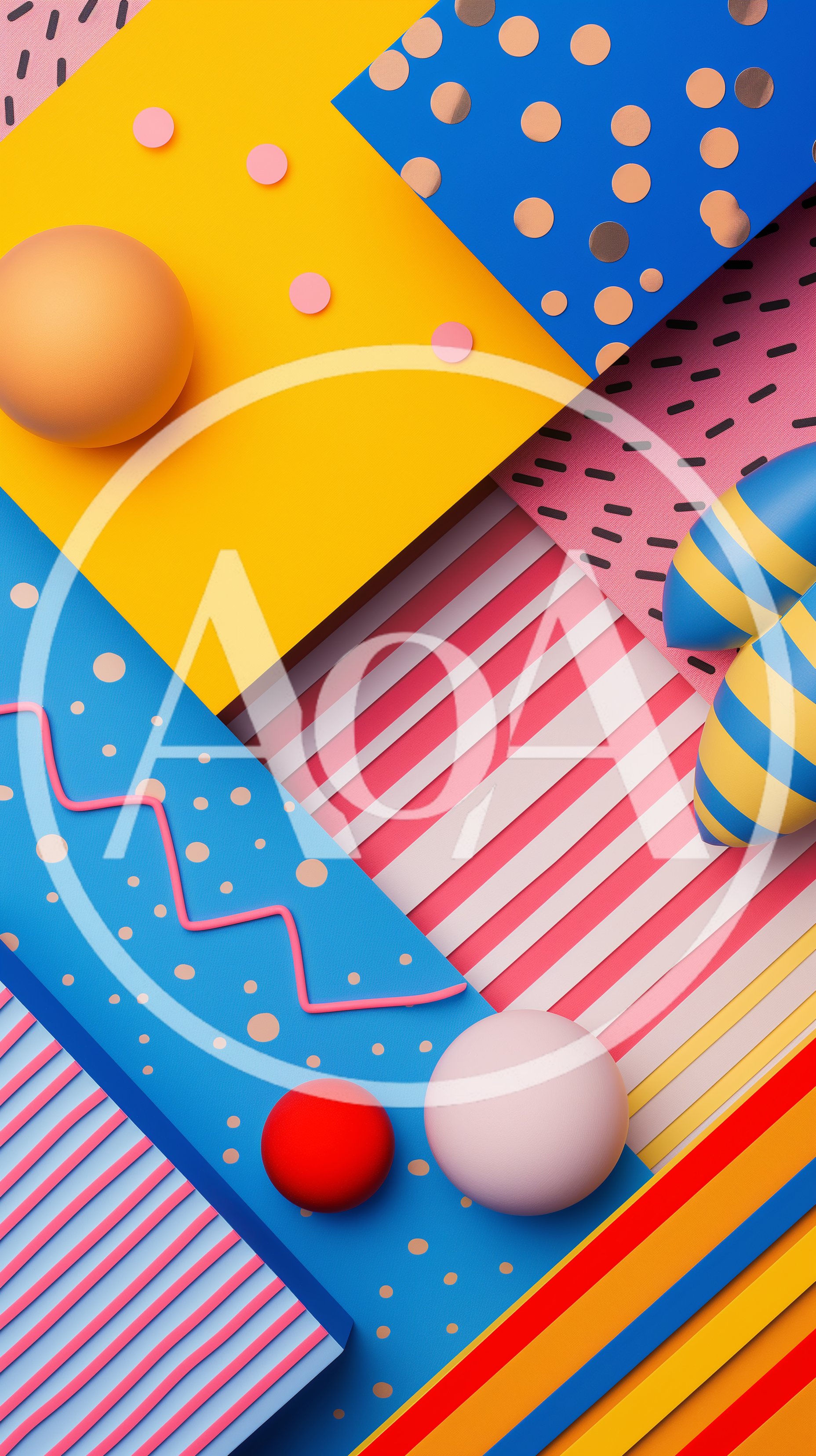 Abstract Geometric Composition With Colorful Shapes And Patterns