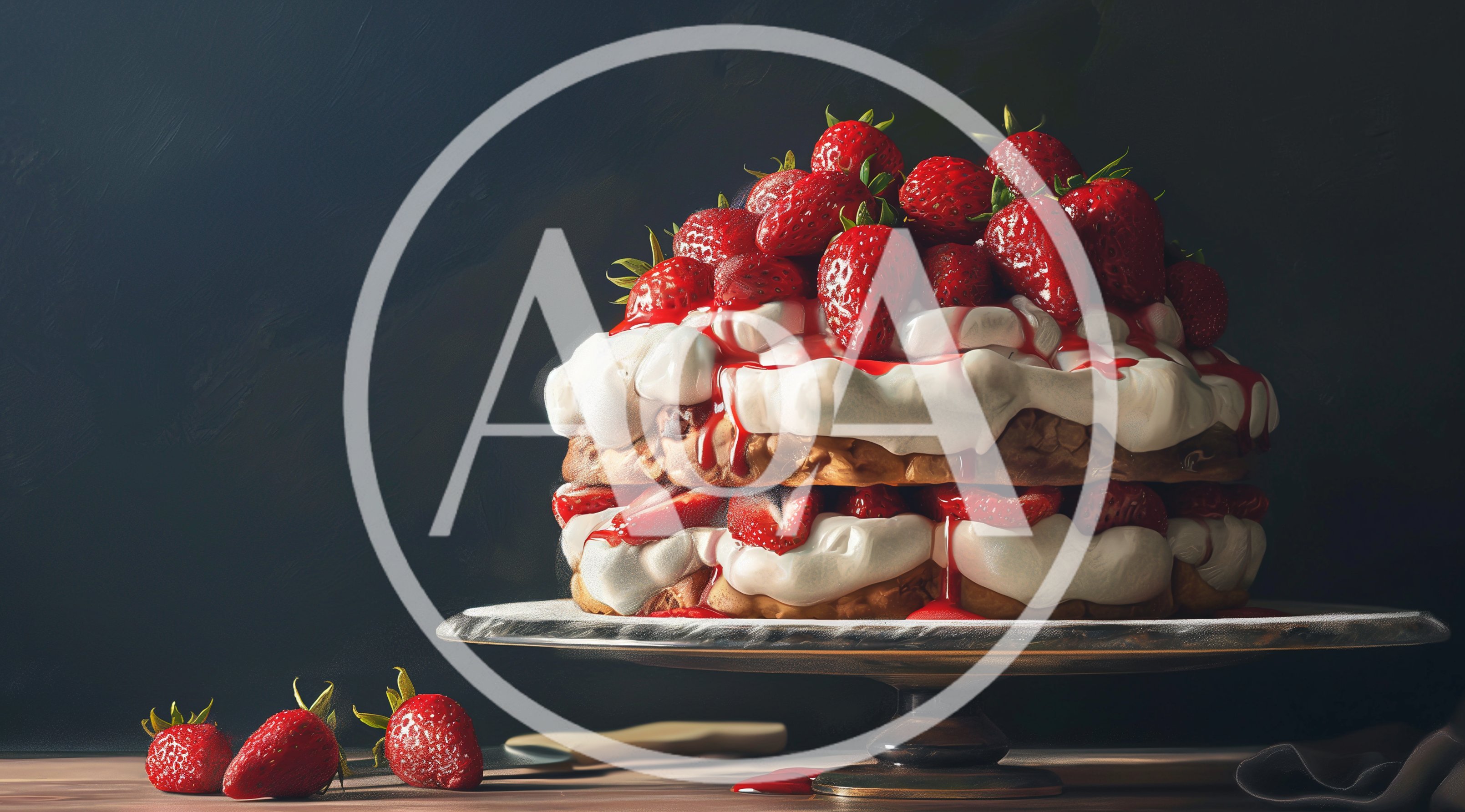 Decadent Strawberry Layer Cake On A Pedestal Stand
