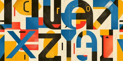Abstract Geometric Typography Design With Bold Colorful Shapes