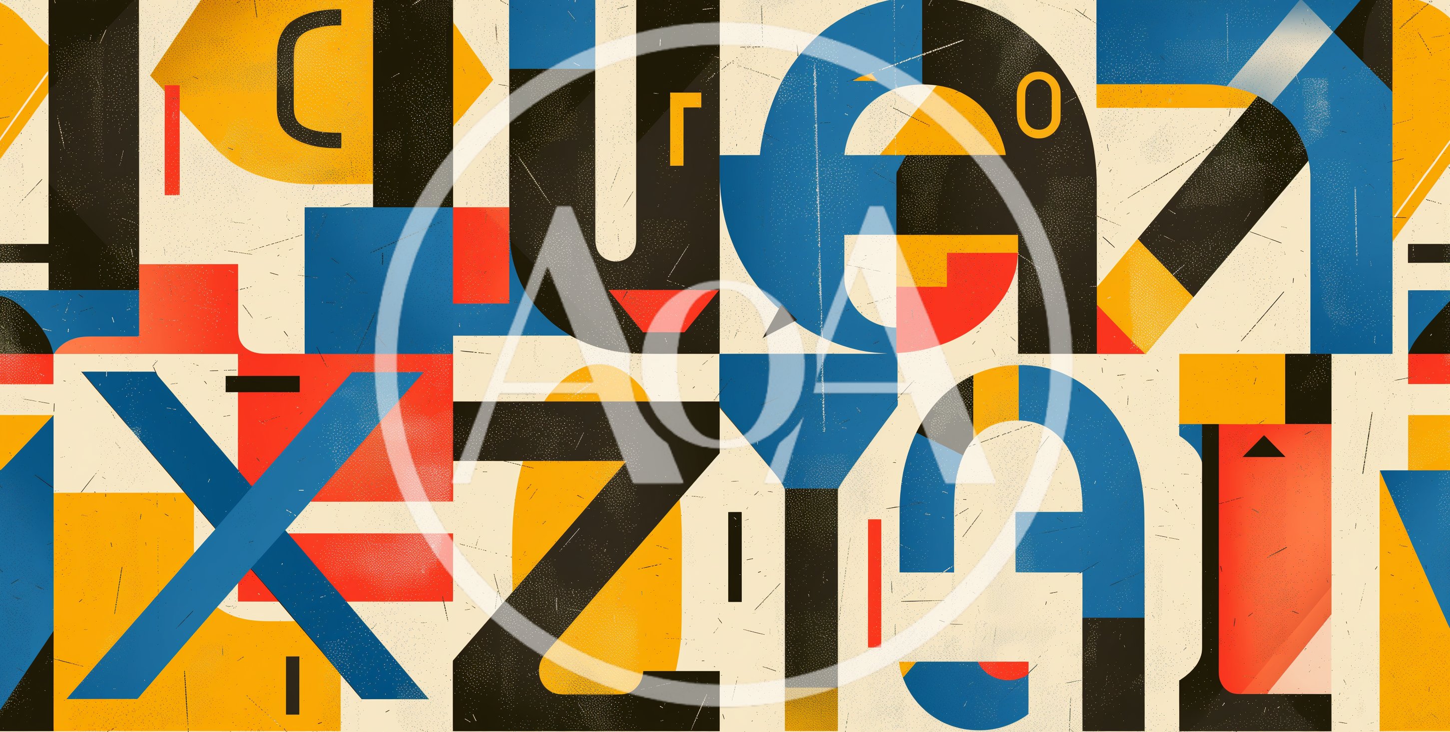 Abstract Geometric Typography Design With Bold Colorful Shapes
