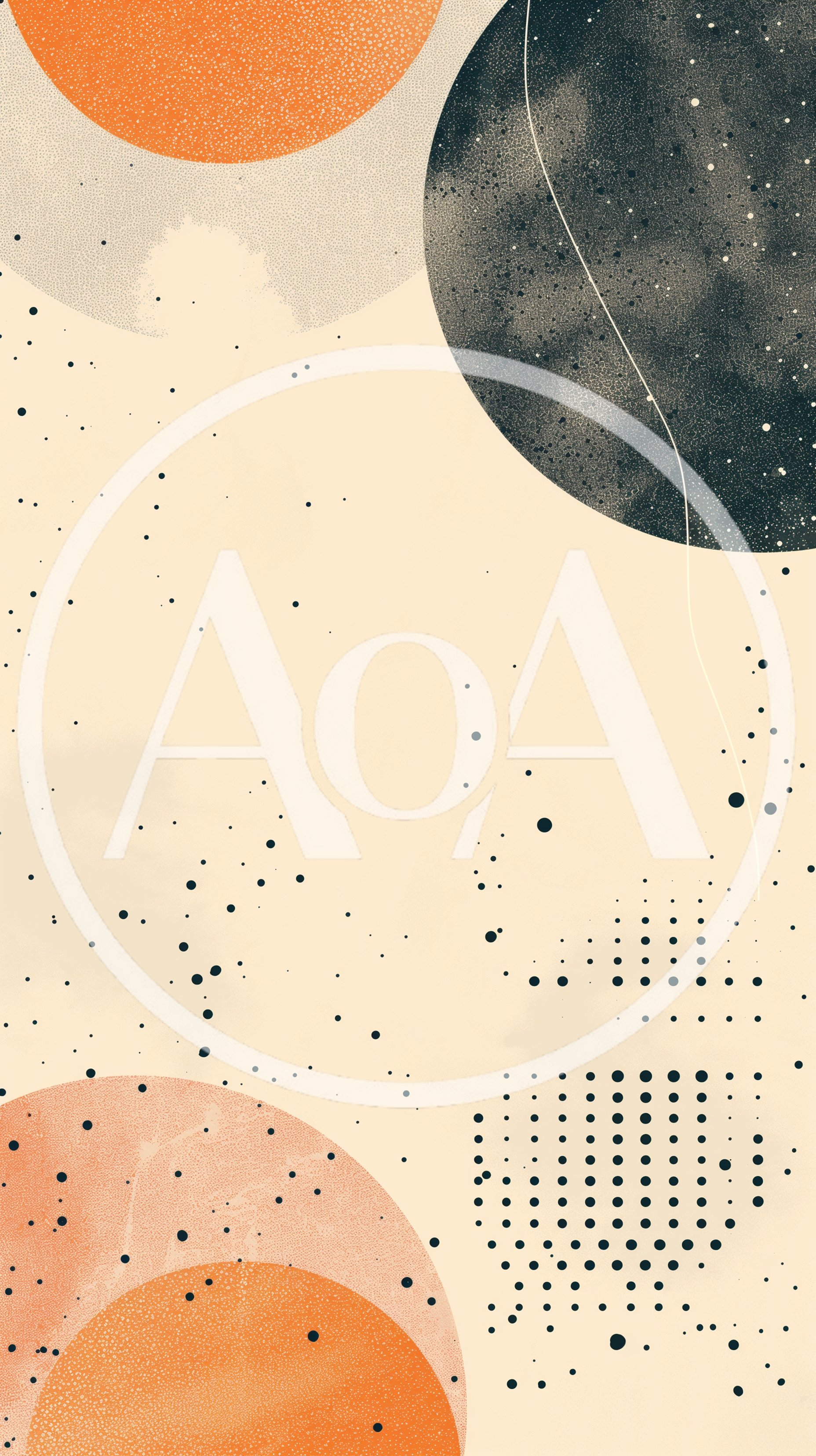Abstract Minimalist Geometric Art With Textured Circles And Dots