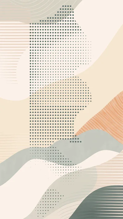 Abstract Geometric Composition With Halftone Pattern And Shapes