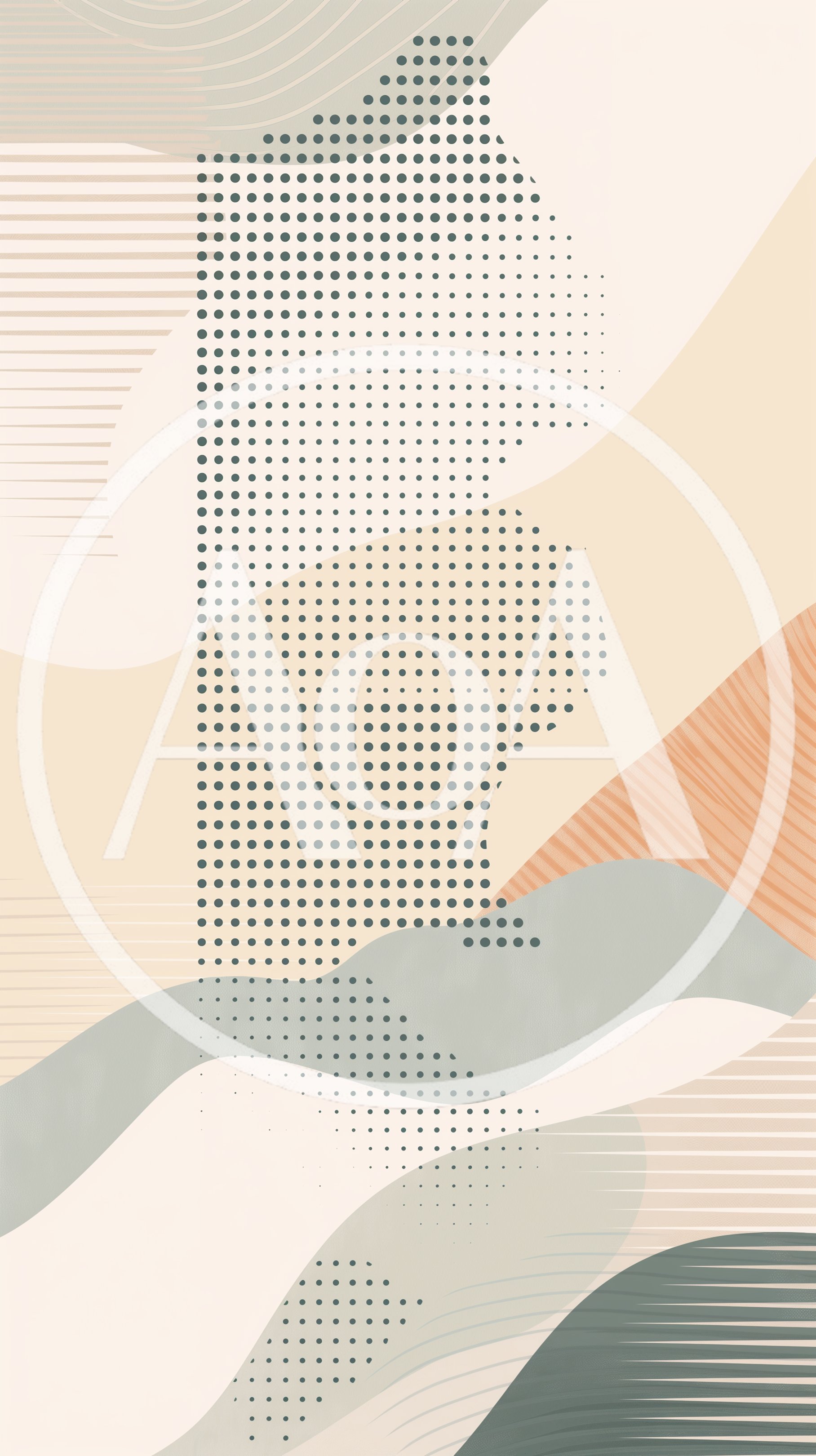 Abstract Geometric Composition With Halftone Pattern And Shapes