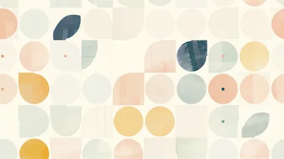 Abstract Geometric Pattern With Soft Pastel Circles And Shapes