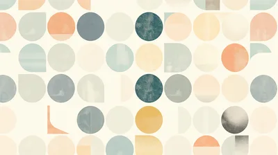 Abstract Geometric Pattern With Textured Circles And Shapes