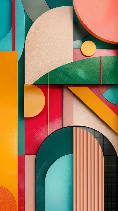 Abstract Geometric Composition With Vibrant 3D Shapes