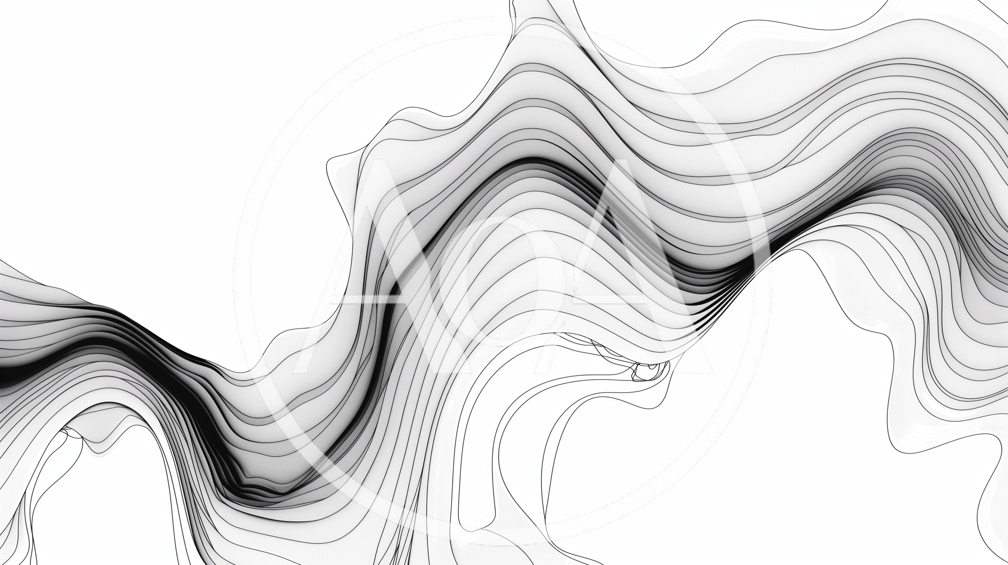 Abstract Flowing Monochrome Wavy Line Pattern