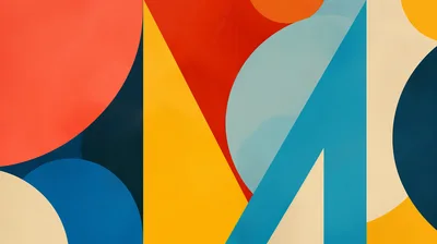Abstract Geometric Composition With Vibrant Shapes And Colors