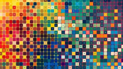Abstract Digital Grid Pattern With Colorful Rounded Squares