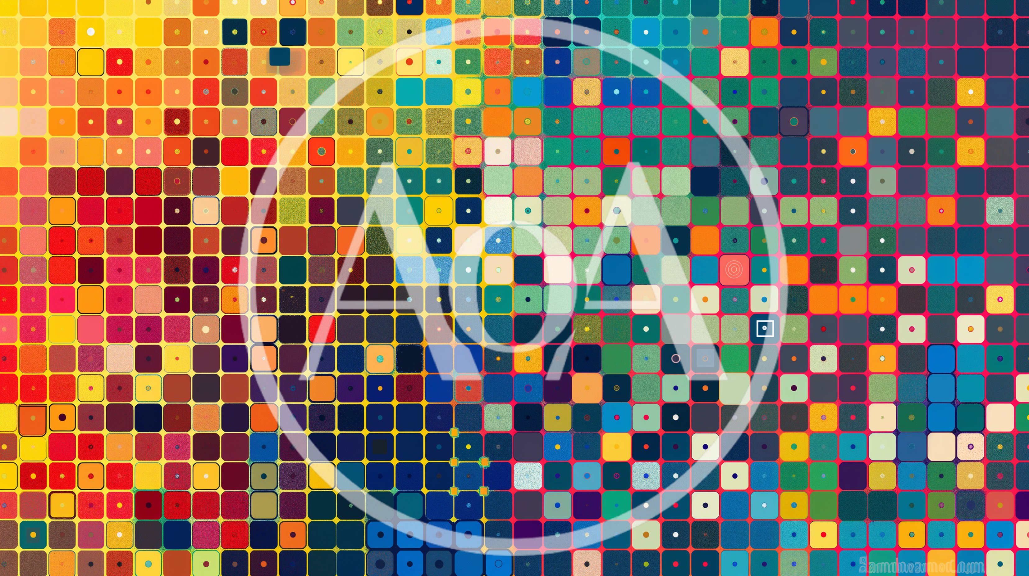 Abstract Digital Grid Pattern With Colorful Rounded Squares