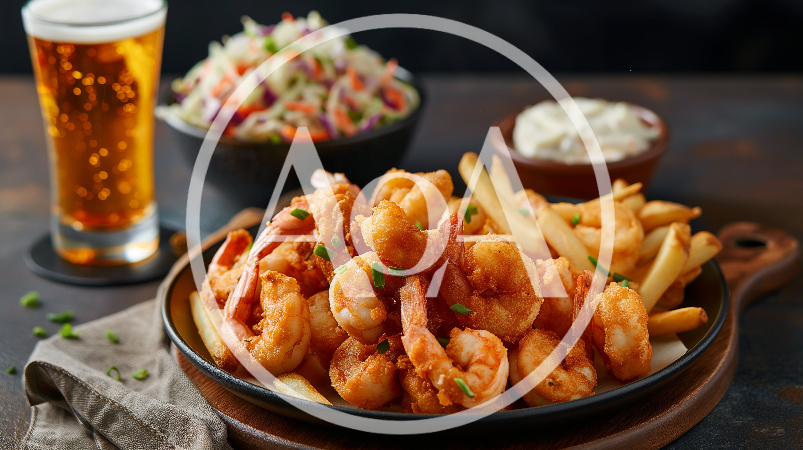 Fried Shrimp Platter With French Fries And Coleslaw