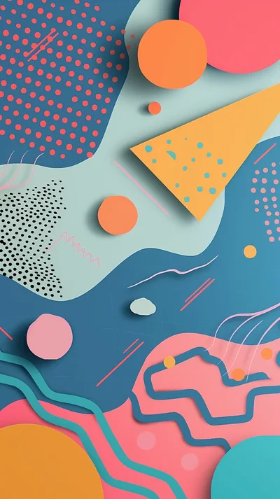 Abstract Memphis Style Geometric Pattern Background