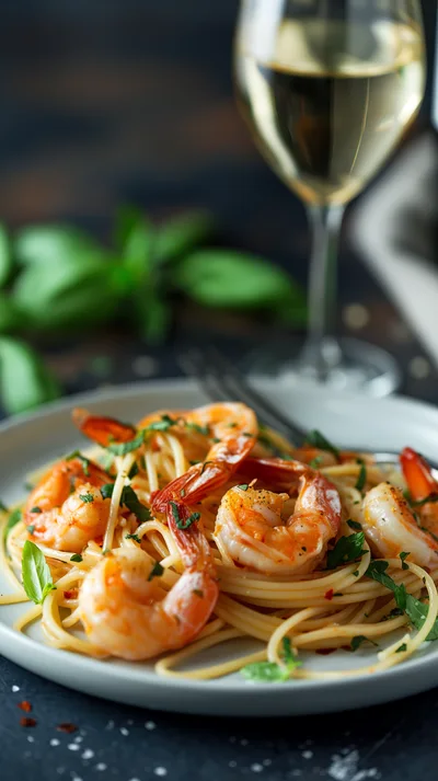 Shrimp Scampi Pasta With White Wine