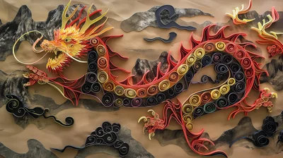 Intricate Paper Quilling Art Of A Chinese Dragon