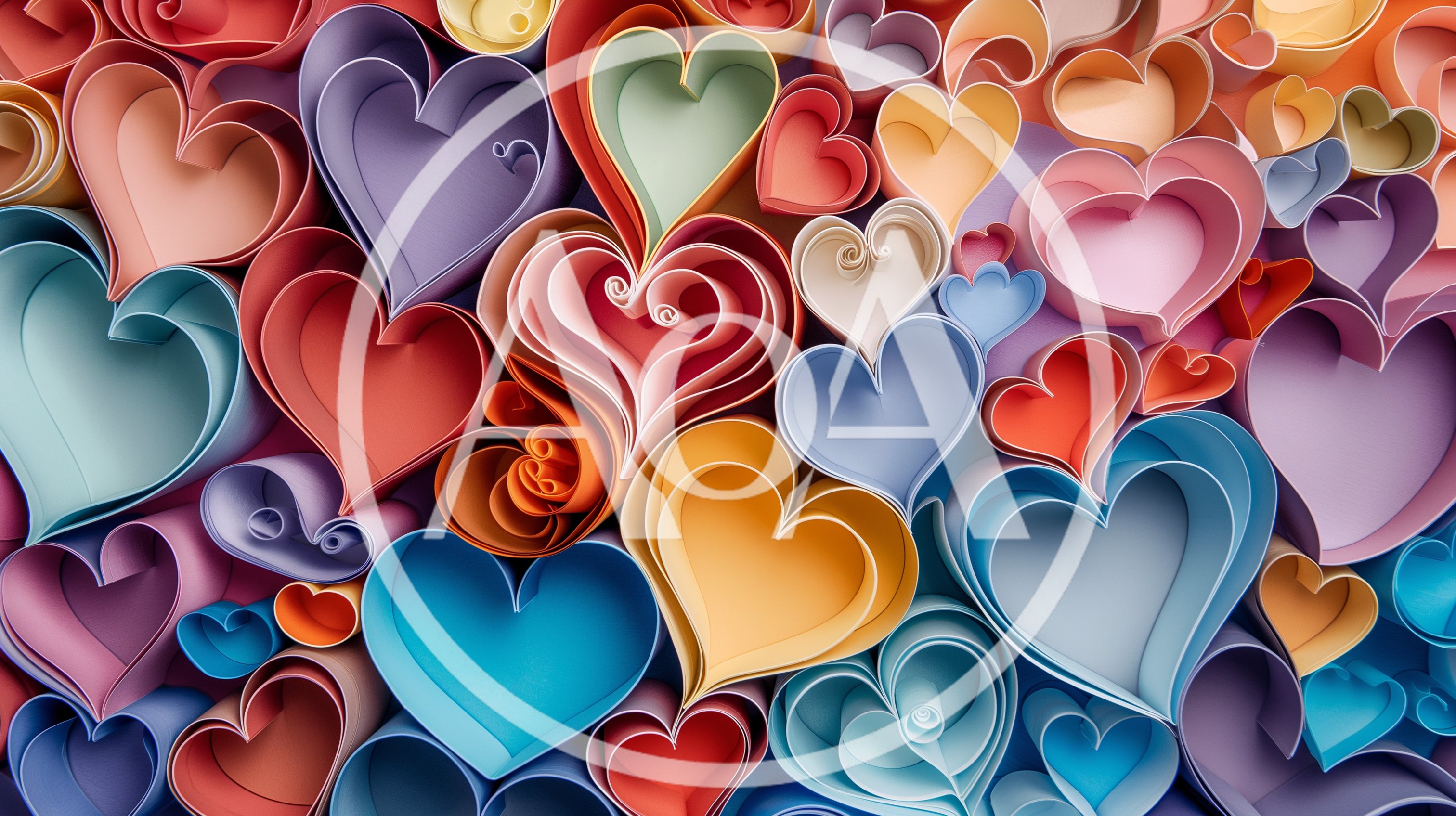 Colorful Paper Quilled Heart Shapes Background