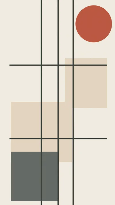 Minimalist Abstract Geometric Composition With Shapes And Lines