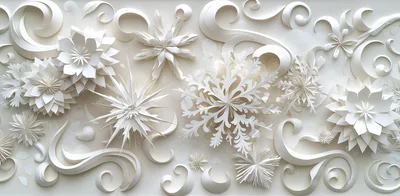 Intricate White Paper Cutout Floral And Snowflake Art