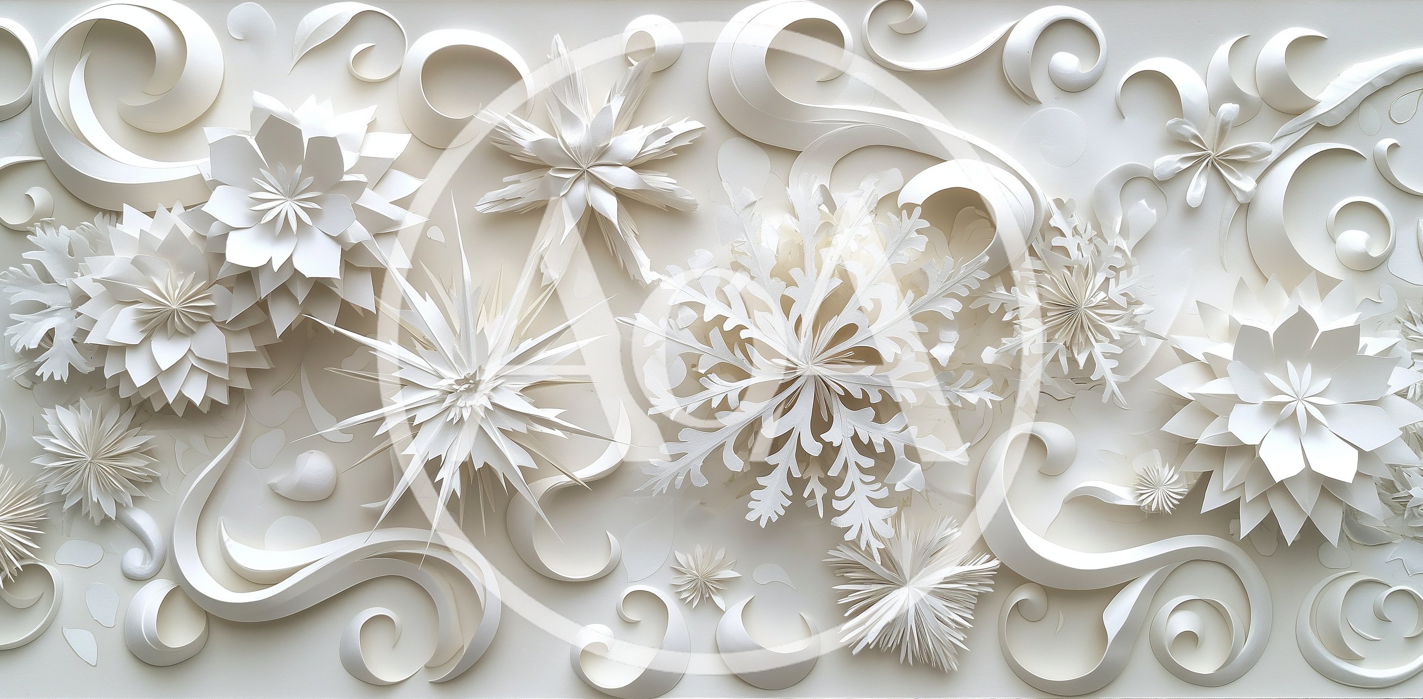 Intricate White Paper Cutout Floral And Snowflake Art