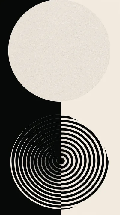 Minimalist Abstract Geometric Composition With Circles And Lines