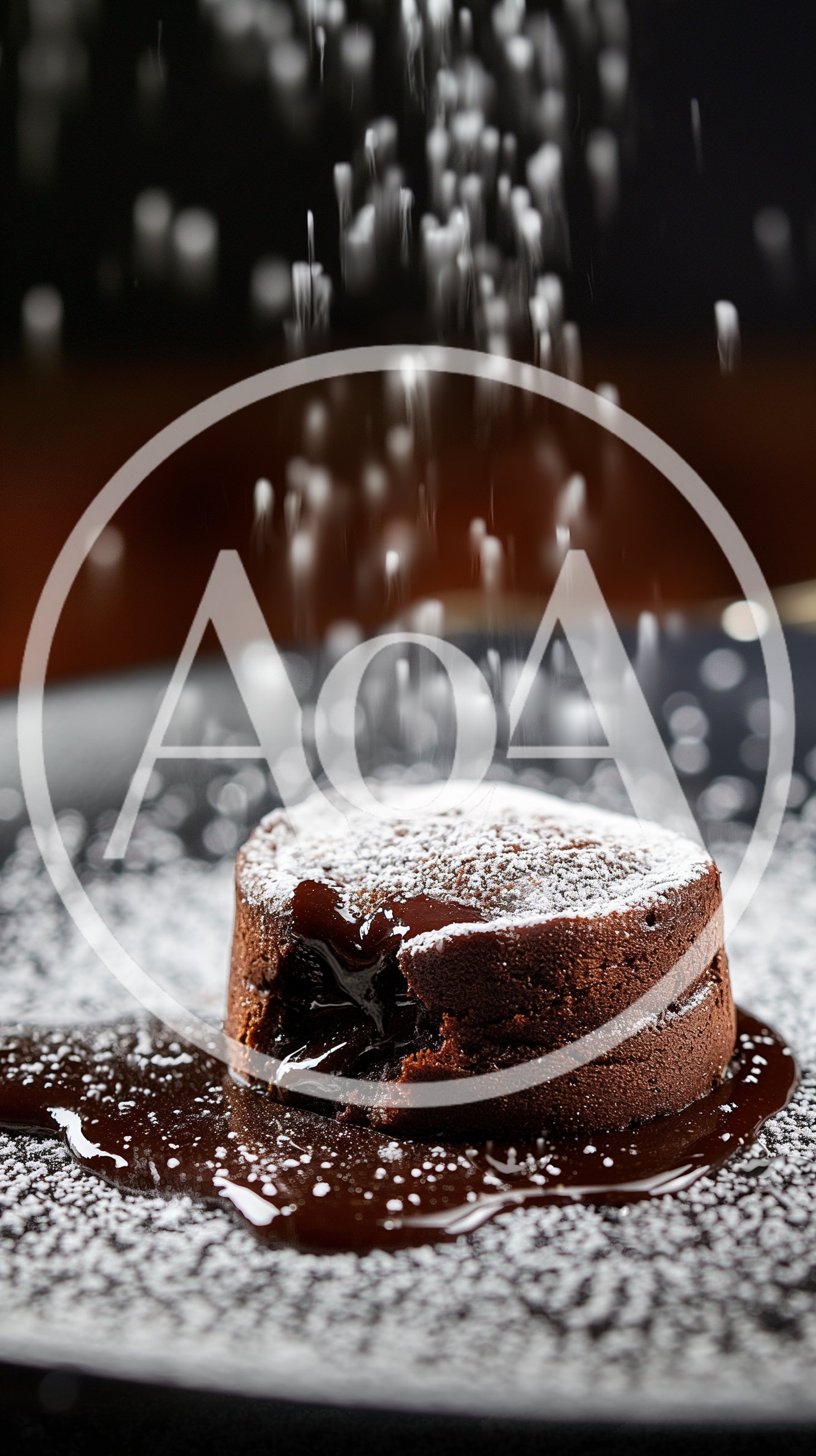 Powdered Sugar Falling On A Molten Chocolate Lava Cake