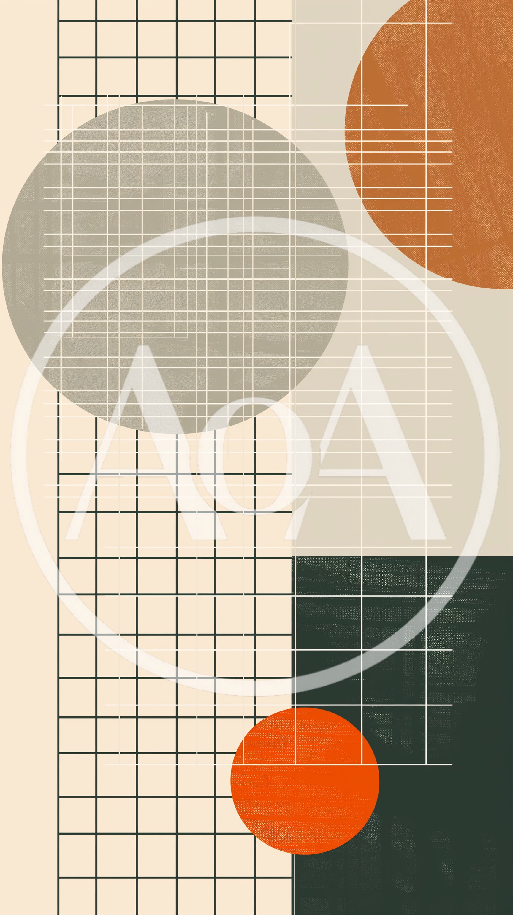 Abstract Geometric Composition With Circles And Grid Lines