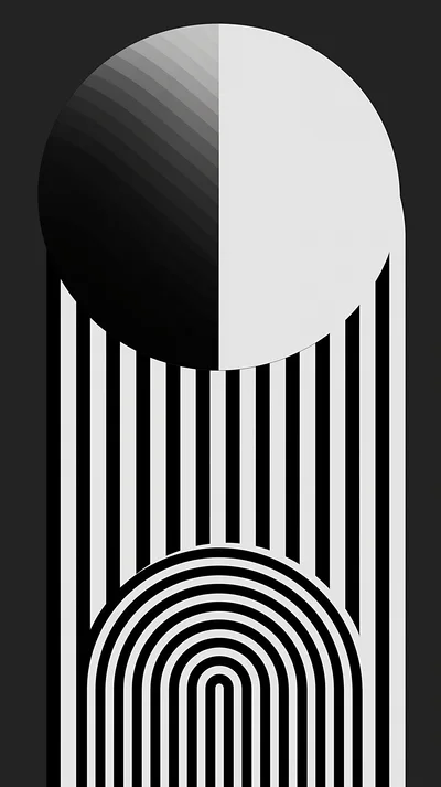 Abstract Minimalist Geometric Graphic Design With Circles And Arches