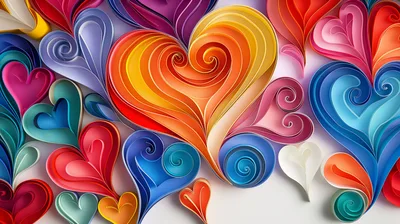 Colorful Quilled Paper Heart Art Background