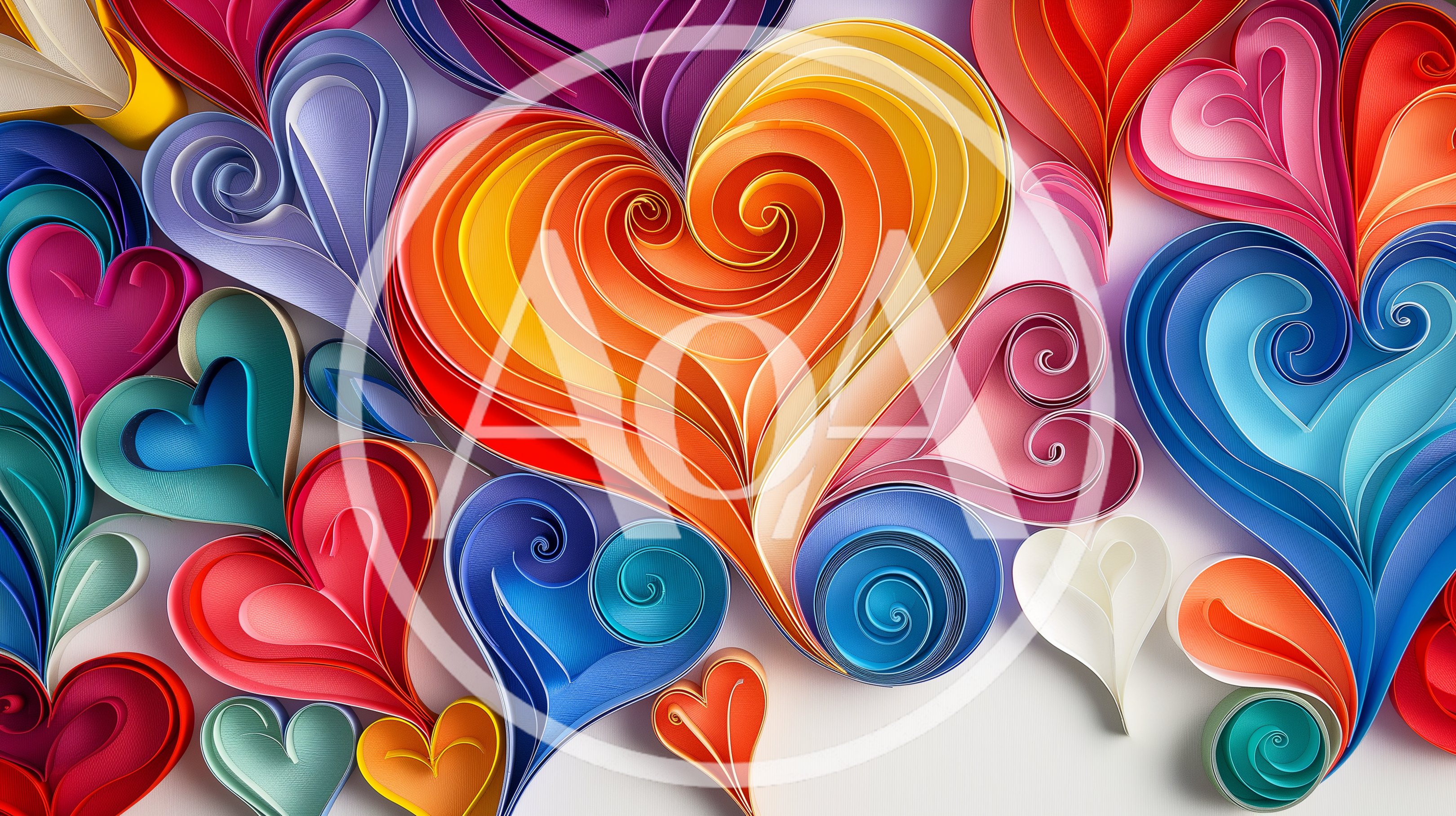Colorful Quilled Paper Heart Art Background