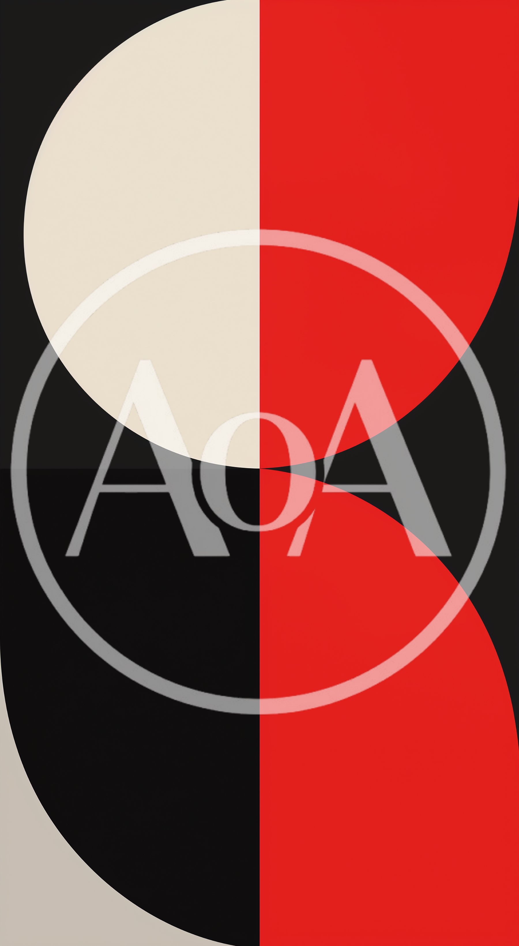 Minimalist Geometric Abstract Composition With Red And Beige Shapes