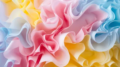 Abstract Background of Pastel Colored Fabric Ruffles