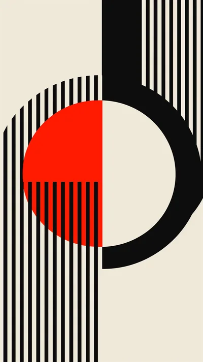 Minimalist Geometric Abstract Art With Red Circle And Lines