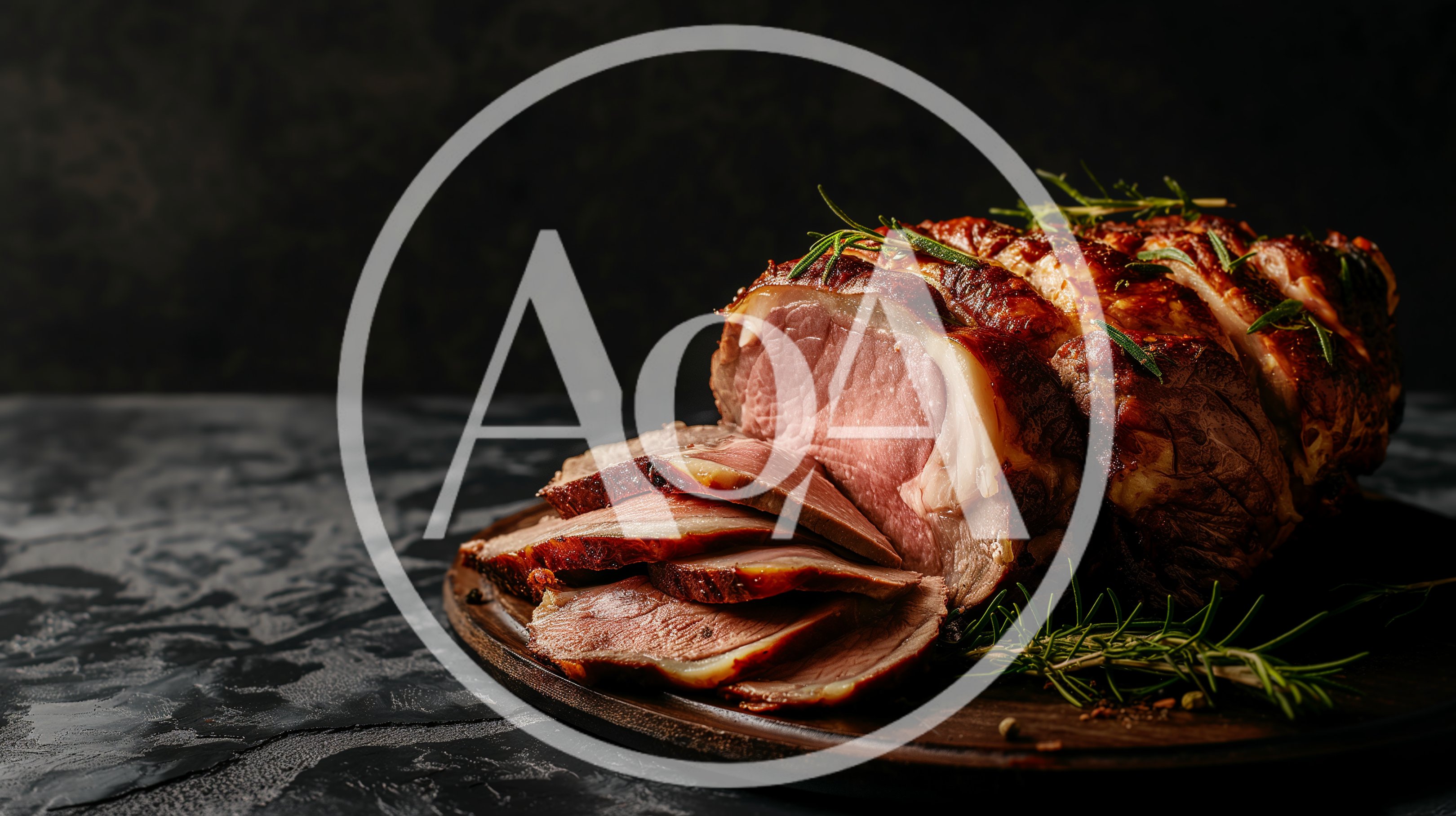 Roasted Pork Loin Sliced on Wooden Board