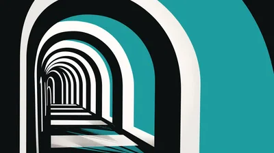 Abstract Tunnel With Repeating Geometric Arches