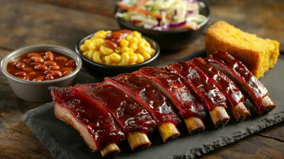 Barbecue Pork Ribs Platter With Sides