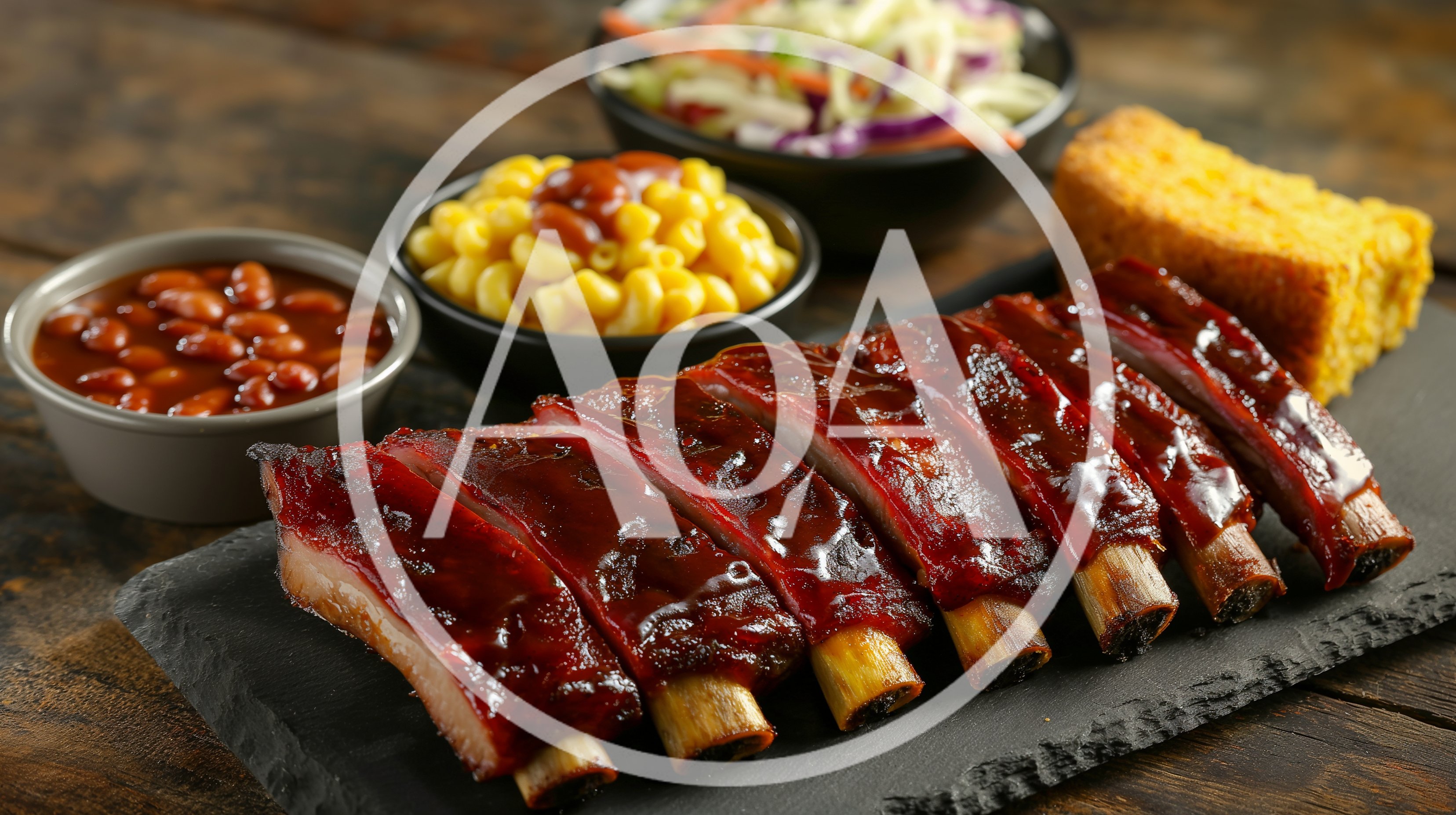 Barbecue Pork Ribs Platter With Sides