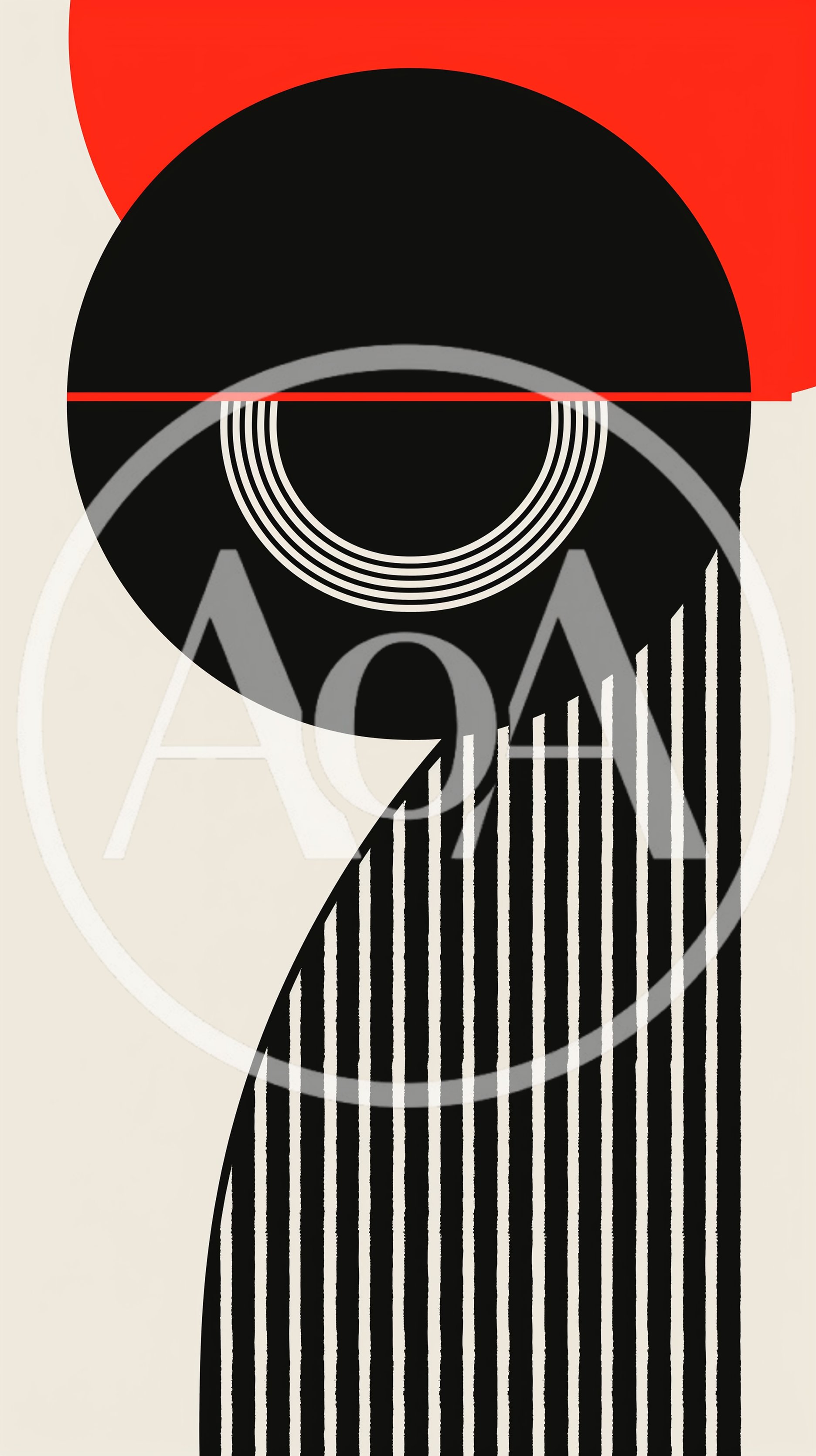 Abstract Geometric Composition With Circles And Vertical Lines