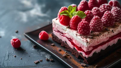 Gourmet Raspberry Chocolate Layer Cake Dessert