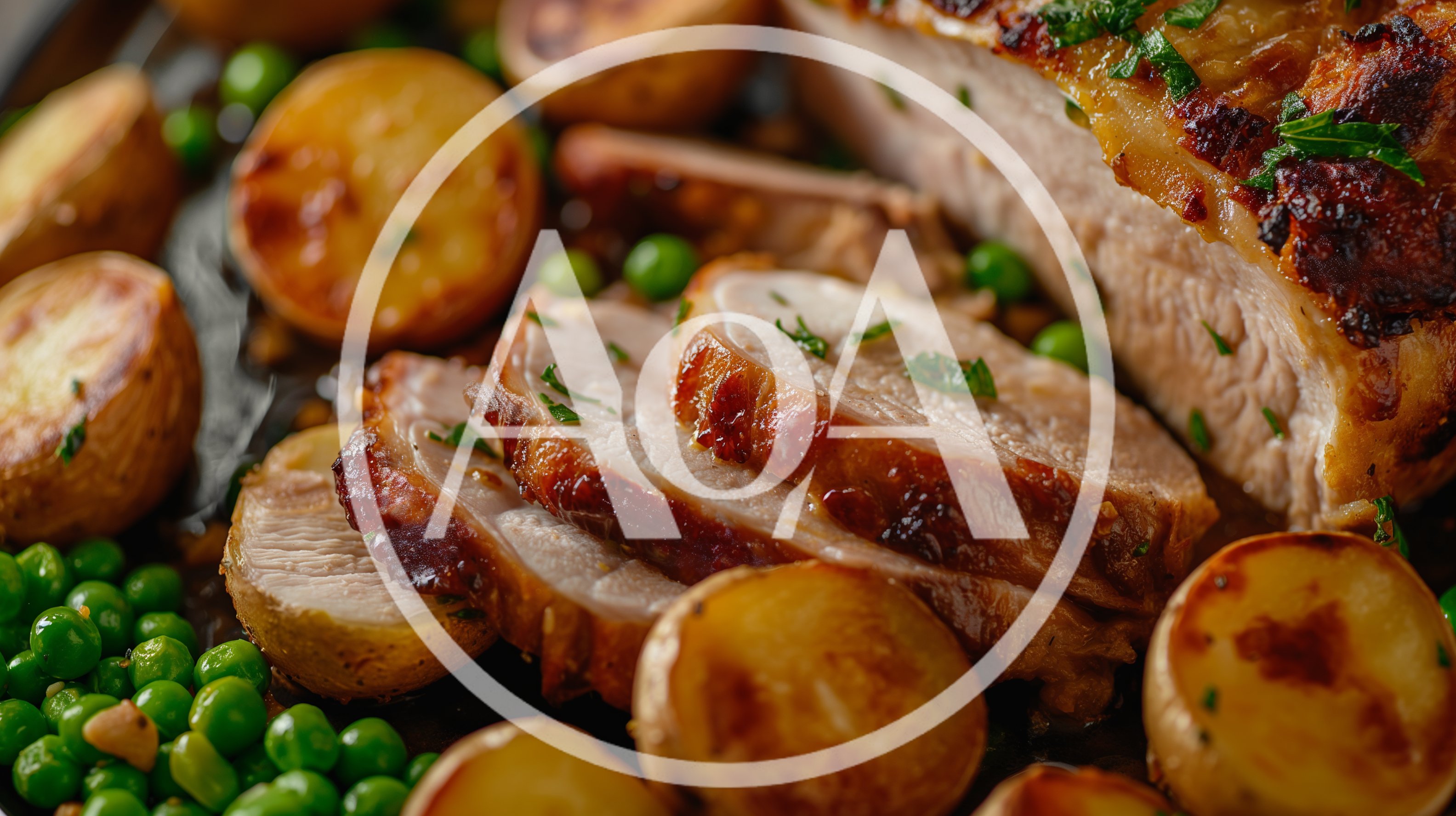Roasted Pork Loin With Potatoes And Green Peas
