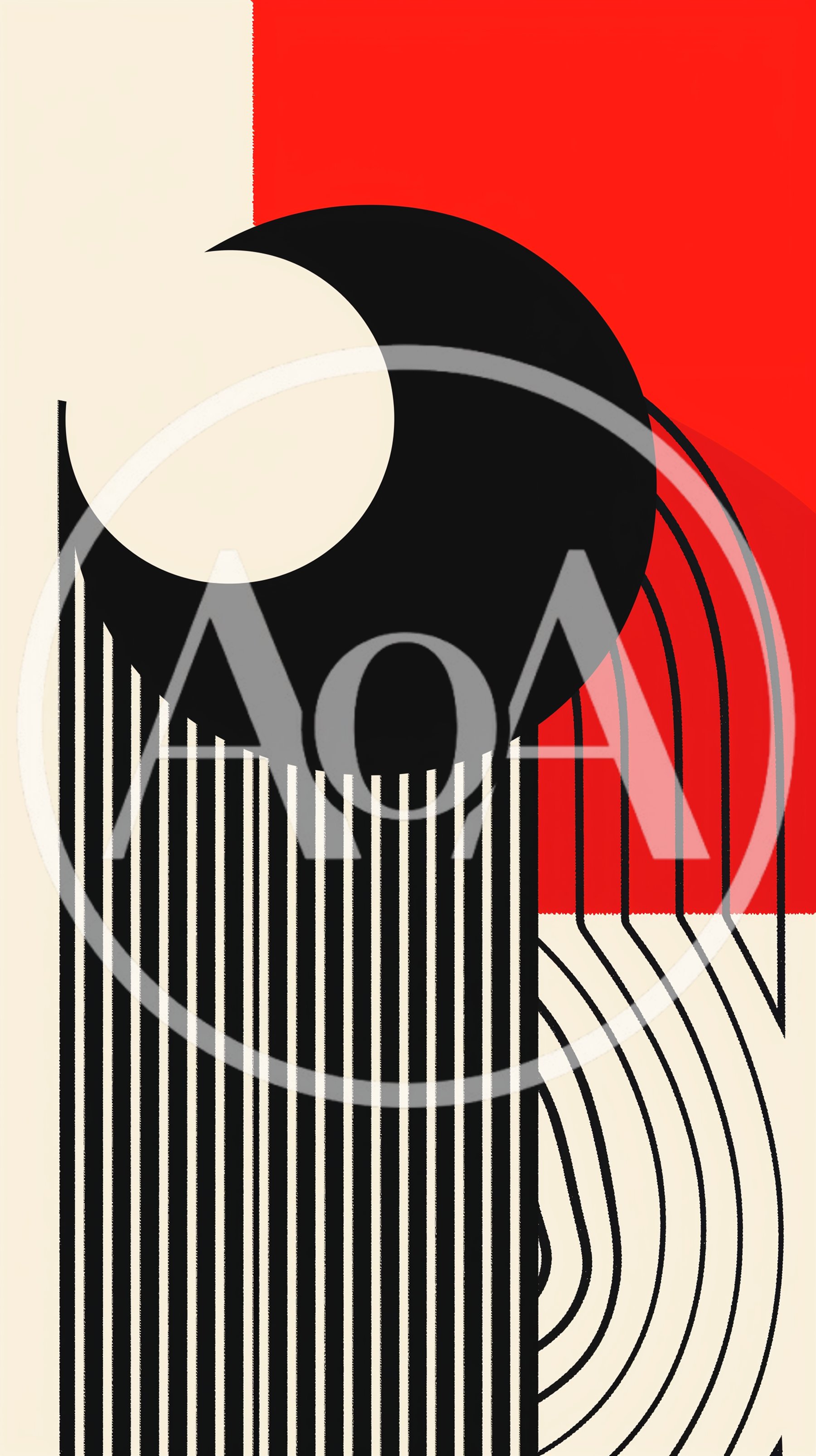 Abstract Geometric Minimalist Art With Crescent Moon