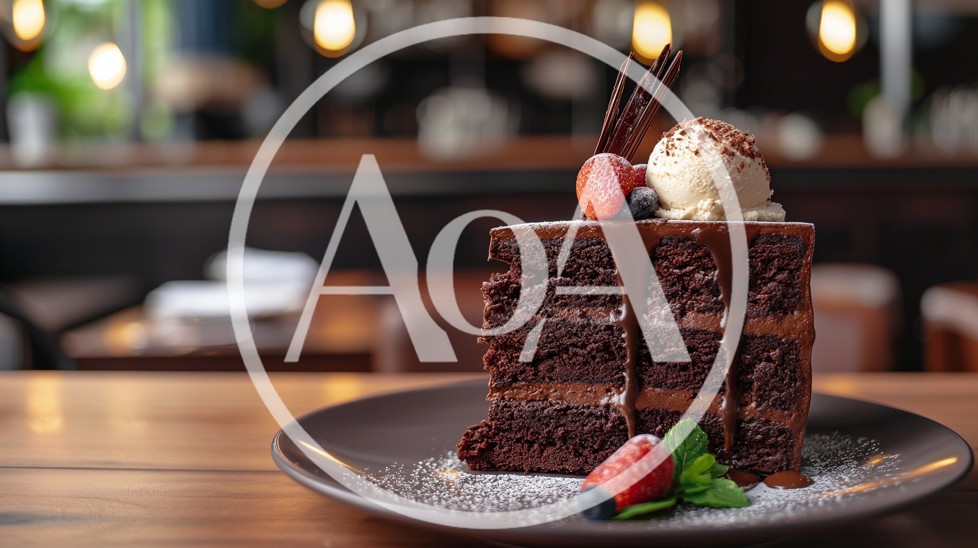 Decadent Chocolate Cake Slice With Ice Cream
