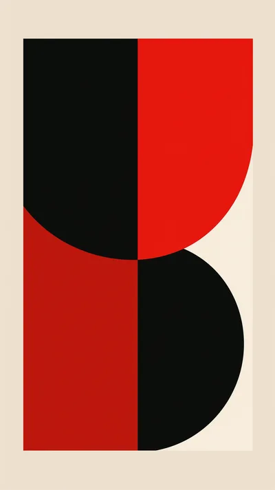 Minimalist Geometric Abstract Art With Red And Black Shapes