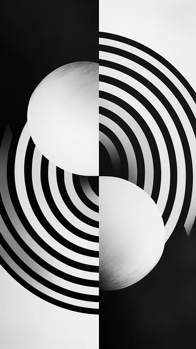 Abstract Monochrome Geometric Circular Pattern Design