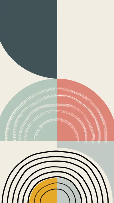 Abstract Geometric Composition With Semicircles And Arcs