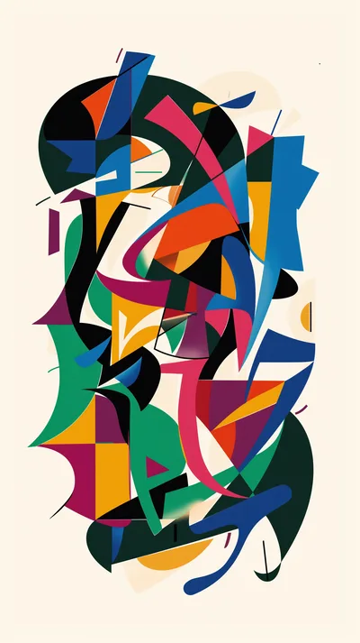 Abstract Geometric Composition With Vibrant Multicolored Shapes
