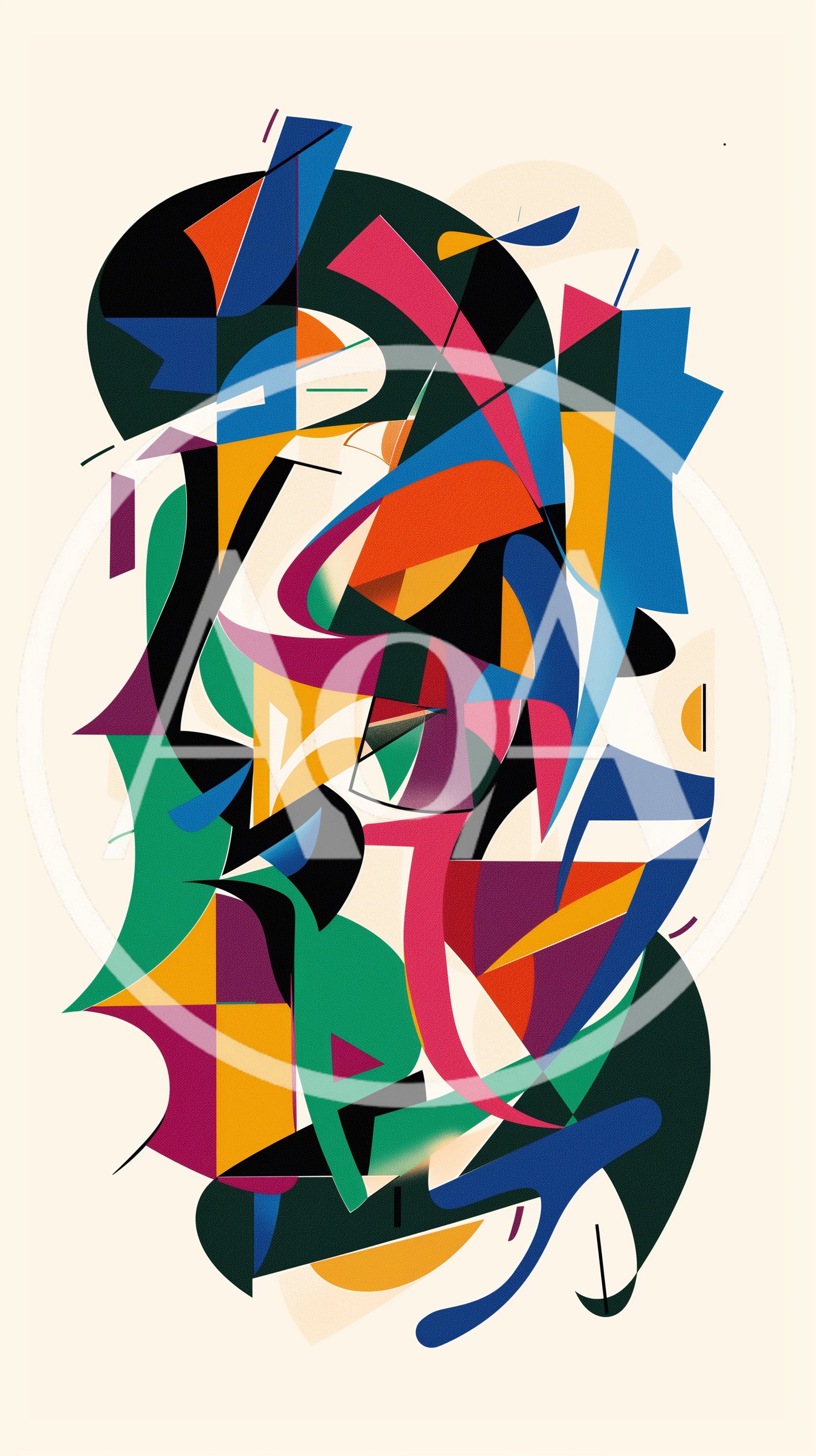 Abstract Geometric Composition With Vibrant Multicolored Shapes