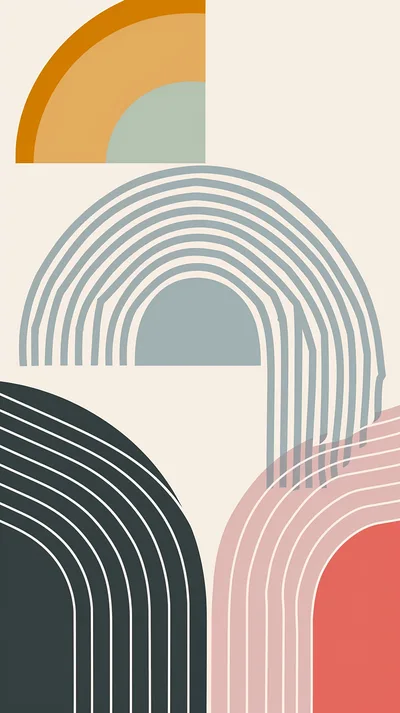Abstract Minimalist Geometric Arches Wall Art
