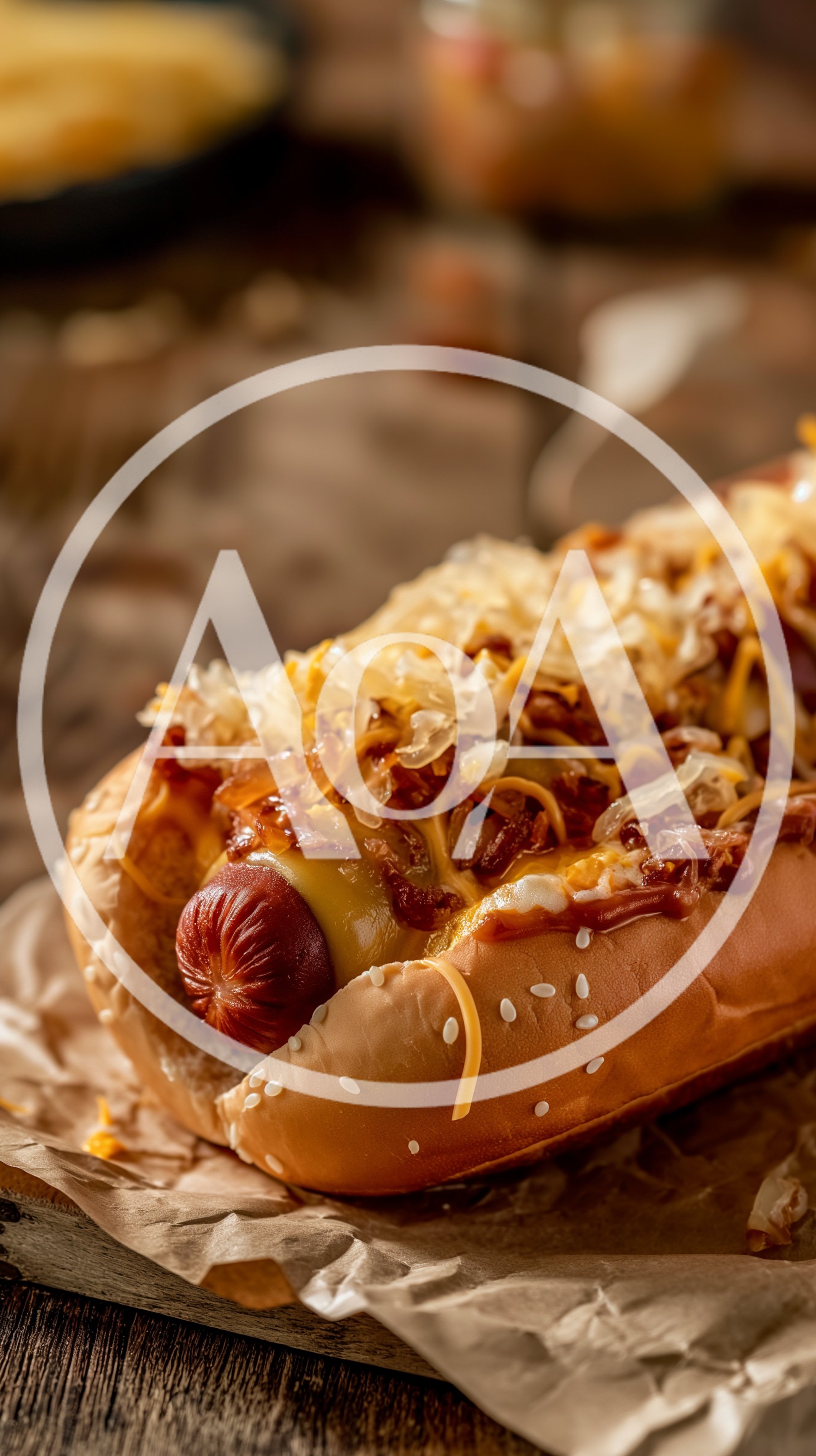 Gourmet Hot Dog With Sauerkraut And Melted Cheese